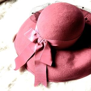 Vintage wool brimmed hat Mauve Pink